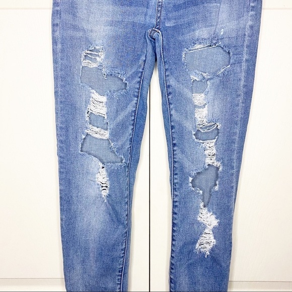 American Eagle Super Hi-Rise Distressed Jegging Skinny Raw Hem Jeans - Picture 6 of 13